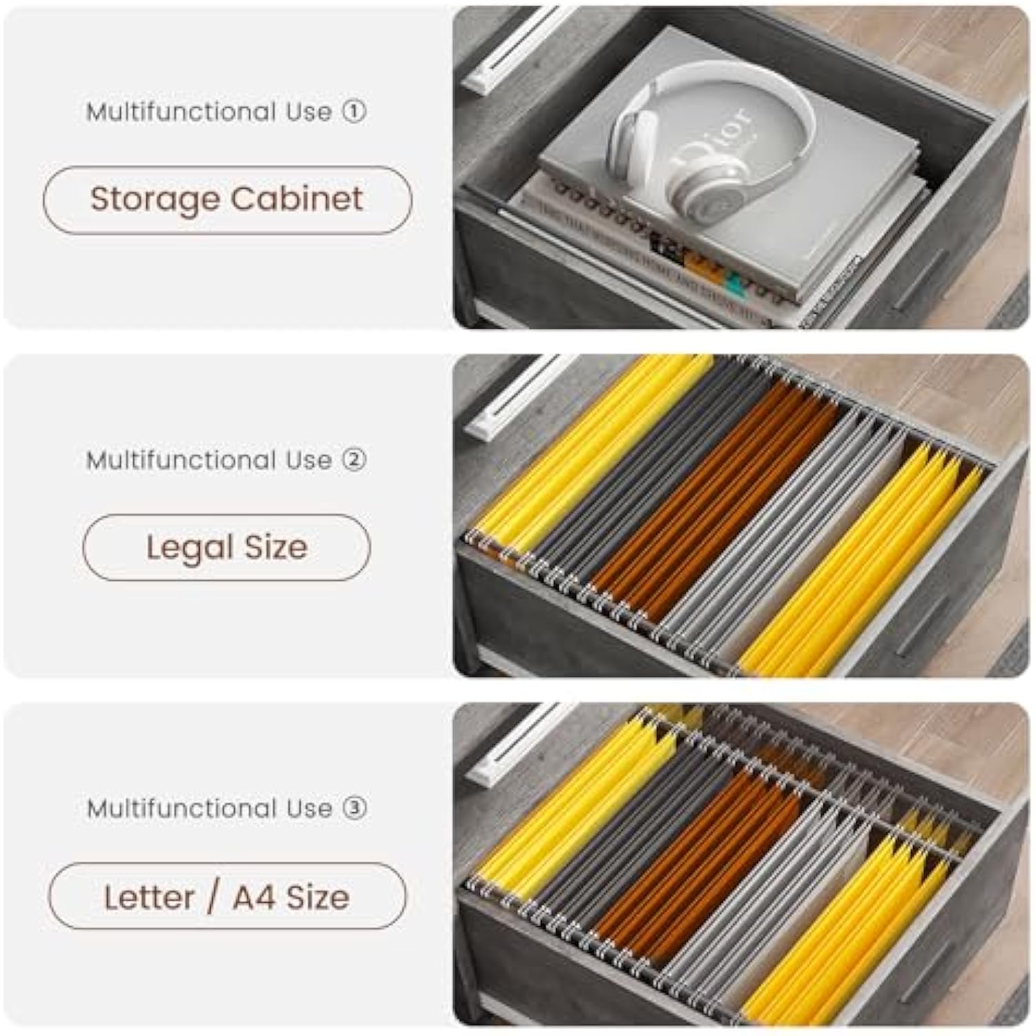 66 Inch L Shaped Home Office Desk with File Drawer & Power Outlet