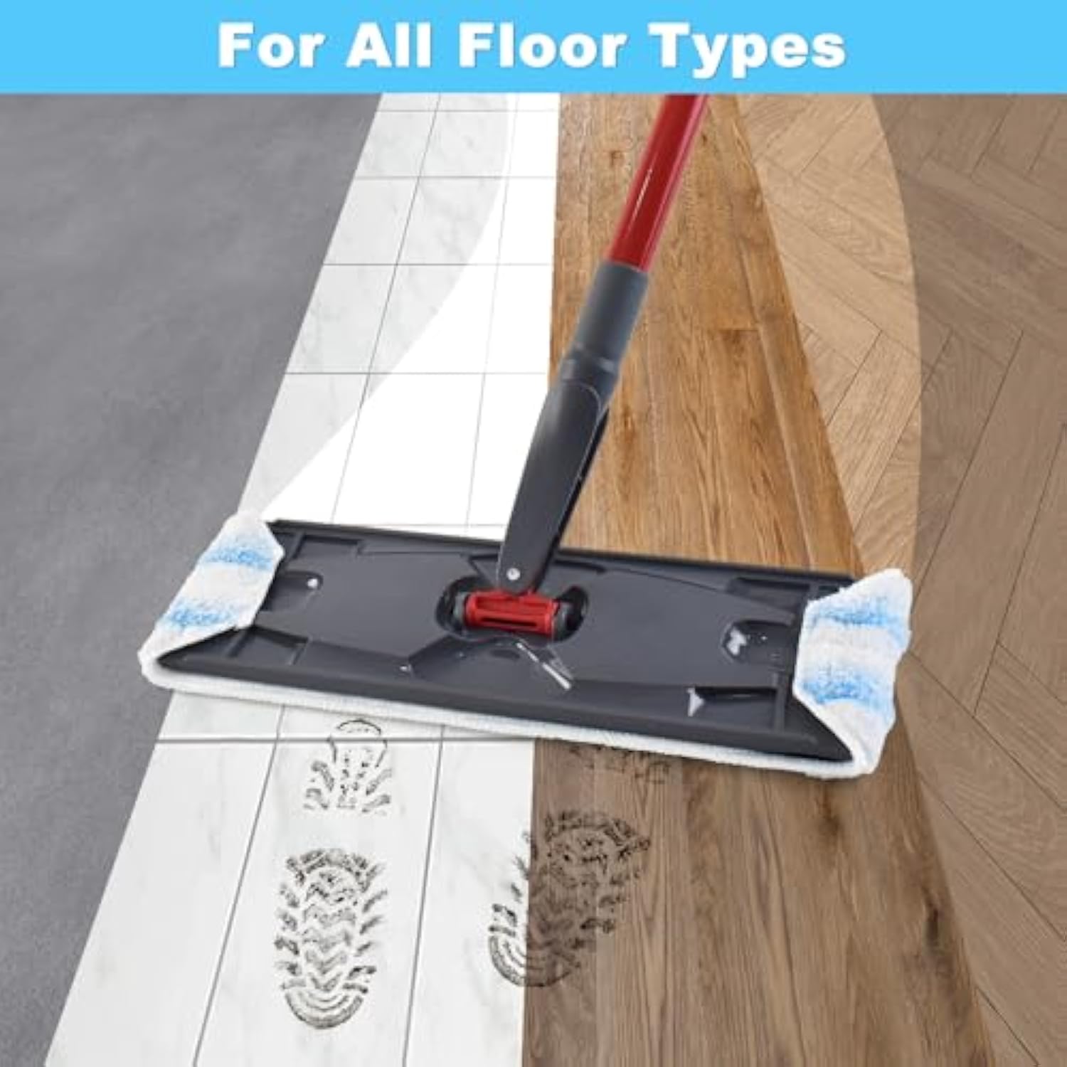 3 Pack Mop Replacement Pads & 30 Inch to 58 Inch Extendable Length Mop Handle