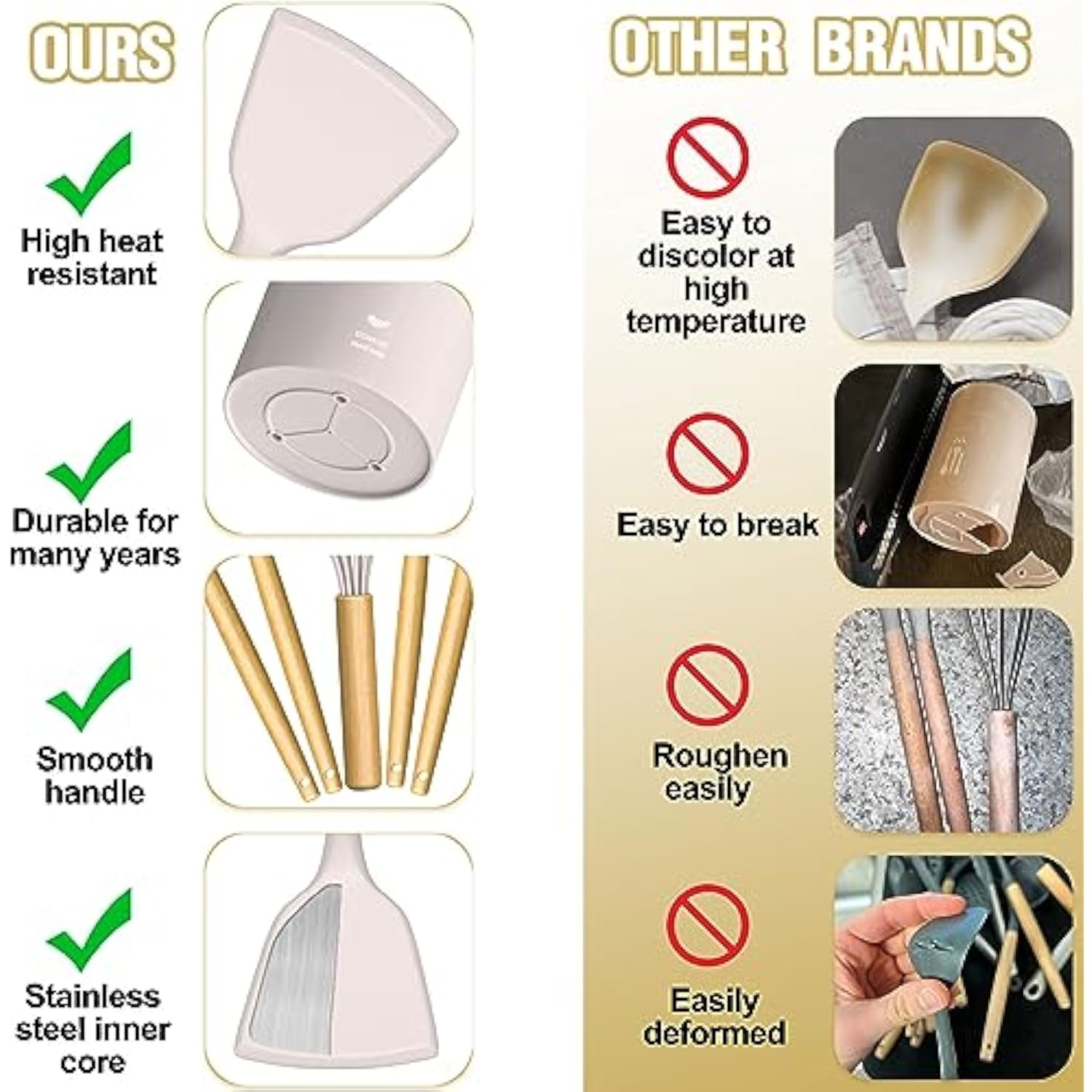 34PCS Heat Resistant Kitchen Gadgets and Tools With Grater, Wood Handles for Nonstick Cookware