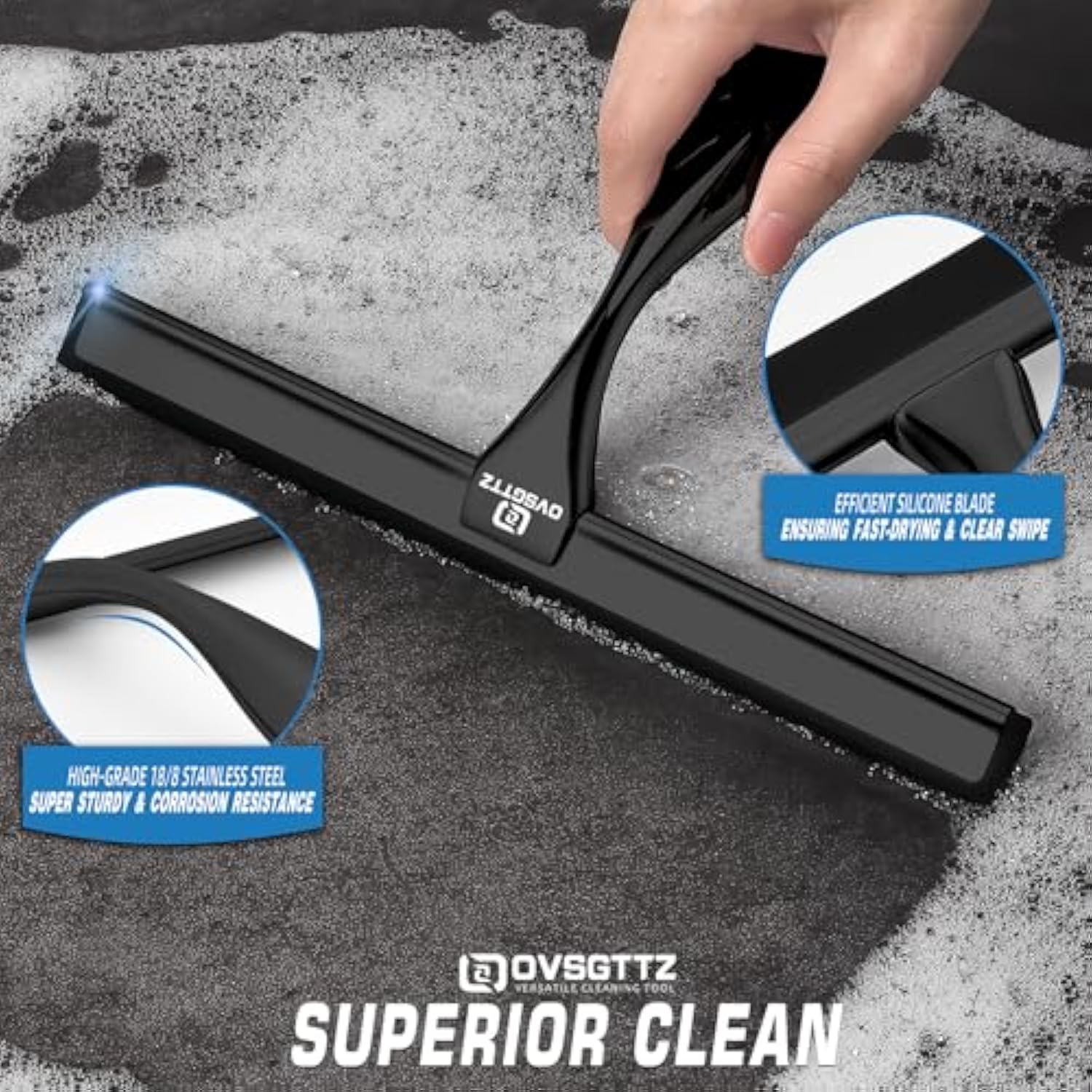 Shower Squeegee for Glass Door with 3 Adhesive Hook